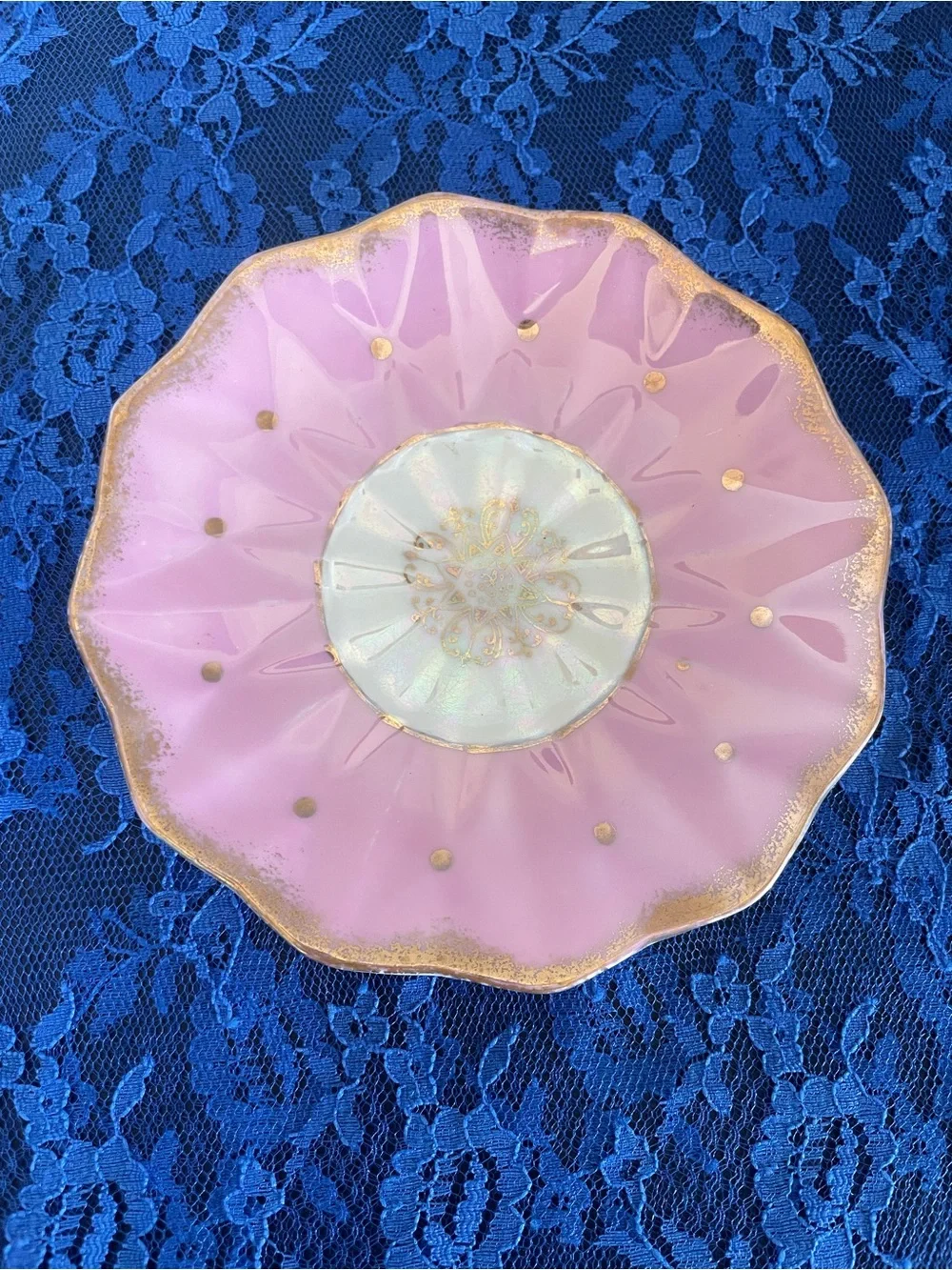 Vintage Castle China Pink Iridescent Porcelain Cup & Saucer